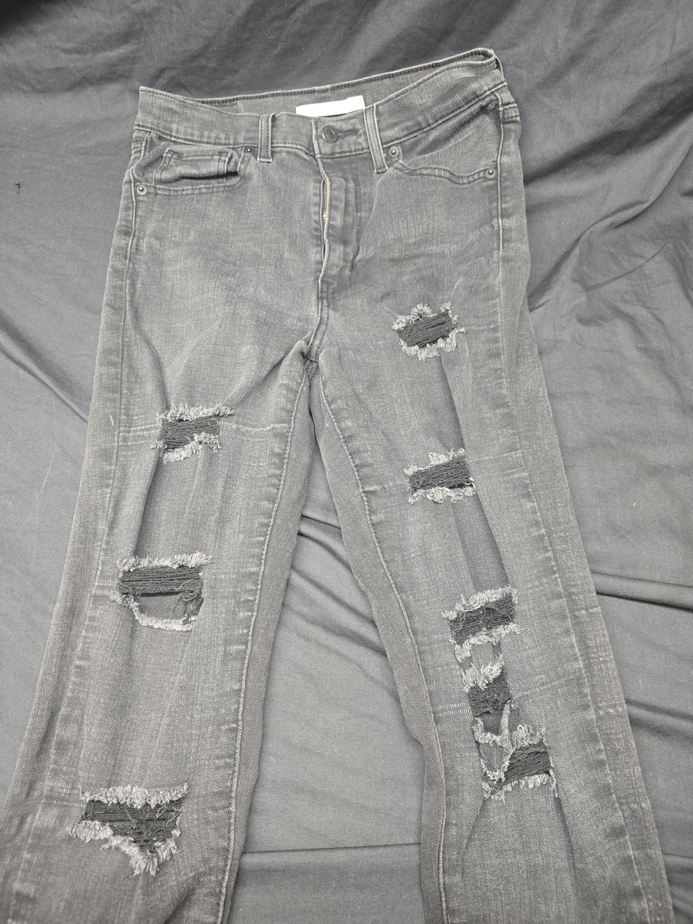 Levi’s Mile High Super Skinny Jeans Women’s 28x32 Distressed Black Gray